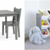 Humble Crew | Humble Crew, Grey Kids Wood Table And 2 Chairs Set, Square & Kids Toy Organizer With 9 Storage Fabric Bins, Grey