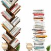 Topfurny | Topfurny Tree Bookshelf, 4-Tier Book Storage Organizer Shelves Floor Standing Bookcase, Wood Storage Rack For Office Home School Shelf Display For Cd/Magazine/Book -Black