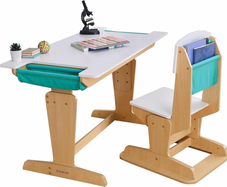 KidKraft | Kidkraft Grow Together Pocket Adjustable Desk & Chair Natural