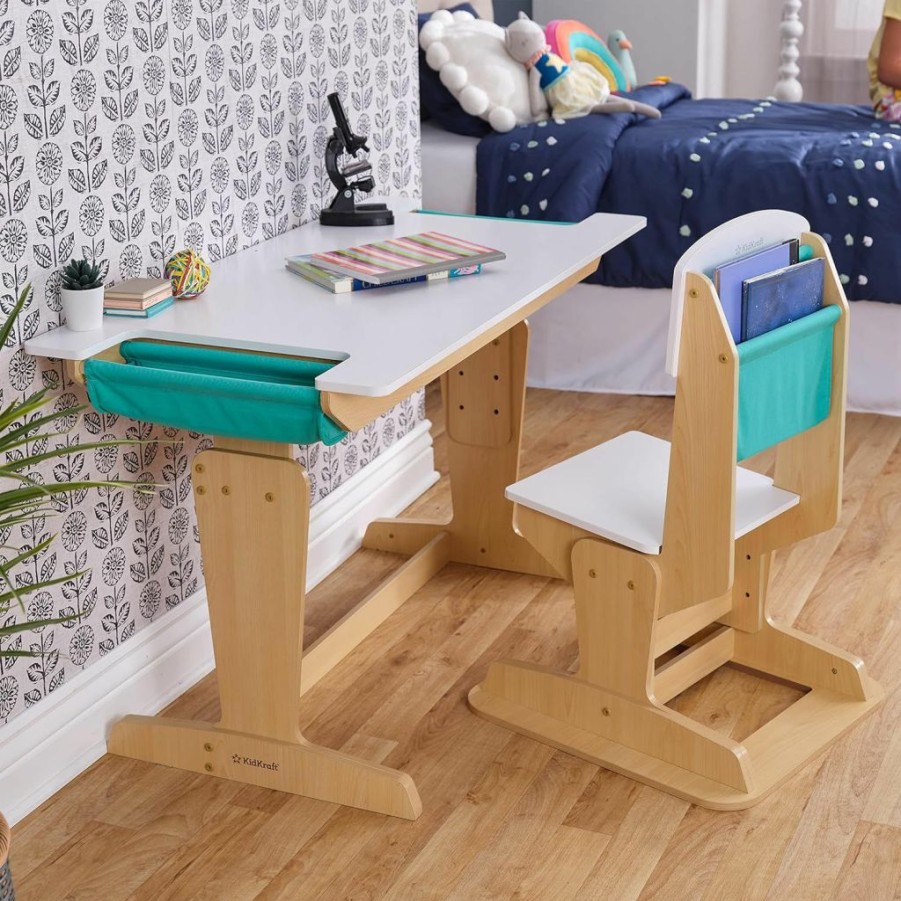 KidKraft | Kidkraft Grow Together Pocket Adjustable Desk & Chair Natural