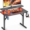 MOTPK | Motpk Small Gaming Desk With Led Lights, Computer Desk 39 Inch Gaming Table With Monitor Shelf, Pc Gaming Desk Gamer Desk With Carbon Fiber Texture, Kids Boys Desk Gift For Men