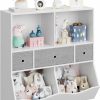 IDEALHOUSE | Idealhouse Kids Bookshelf And Toy Storage Organizer With 3 Movable Drawers, Floor Storage Cabinet Toy Chest With 4 Cubbies, Multifunctional Storage Chest For Nursery, Playroom And Bedroom, White