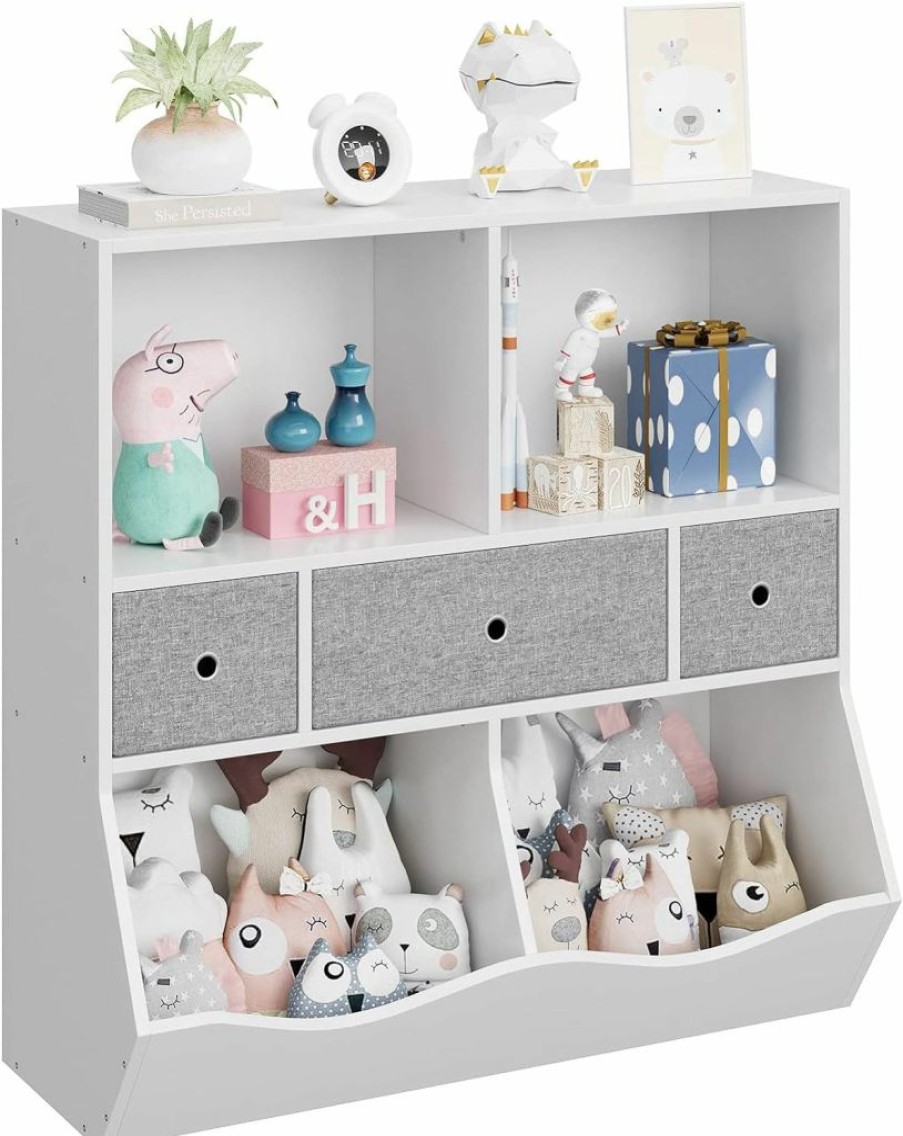 IDEALHOUSE | Idealhouse Kids Bookshelf And Toy Storage Organizer With 3 Movable Drawers, Floor Storage Cabinet Toy Chest With 4 Cubbies, Multifunctional Storage Chest For Nursery, Playroom And Bedroom, White