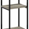 Furinno | Furinno Just 3-Tier Turn-N-Tube End Table / Side Table / Night Stand / Bedside Table With Plastic Poles, 1-Pack, French Oak Grey/Black