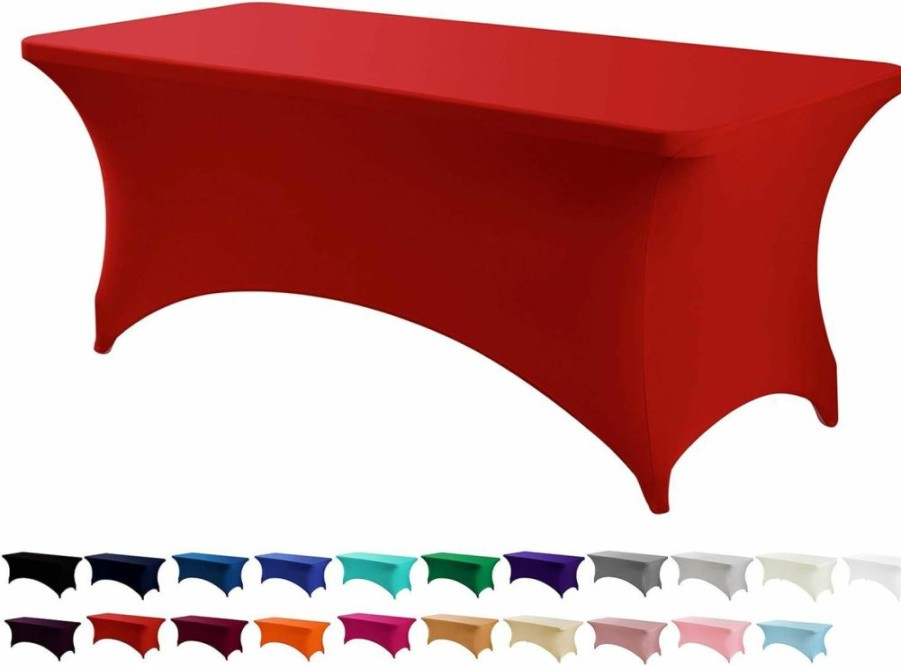 Peomeise | Peomeise 4Ft Spandex Table Cover Rectangular Stretch Spandex Tablecloth (Red,4Ft)