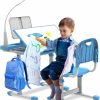 BELANITAS | Belanitas Kids Desk And Chair Set 5-8 Year Old,Height Adjustable School Desk For Kids, Kids Study Desks And Chair Set With Tilt-Able Desktop Child Desk Chairs, Sky Blue