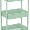 CAXXA | Caxxa 3-Tier Rolling Metal Storage Organizer - Mobile Utility Cart With Caster Wheels, Pink