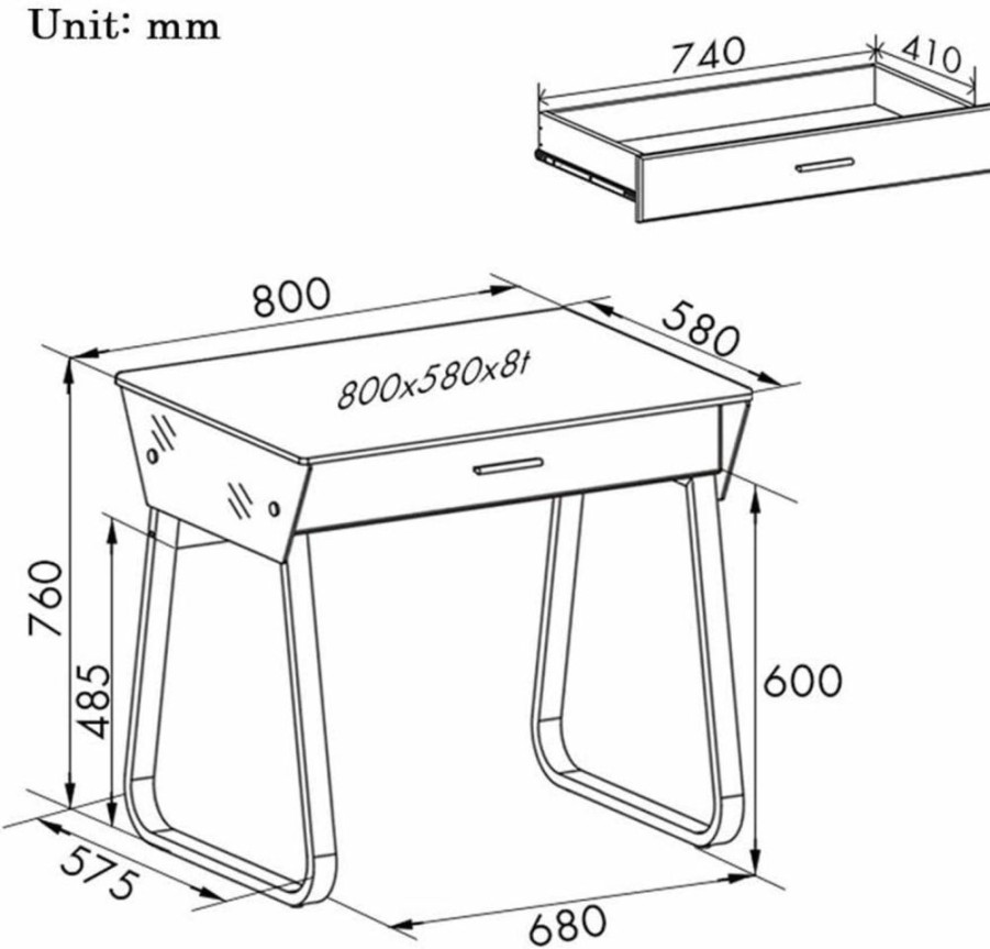 AikanE | Aikane Computer Desk Writing Study Table With Side Drawers Classic Home Office Laptop Desk Wood Notebook Table