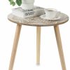 Hanobe | Hanobe Small Round Side Table: Boho End Tables For Living Room Bohemian Accent Bedside Table White Washed Bedroom Nightstand Farmhouse Home Decor Decorative With 3 Wood Legs, Easy Assembly