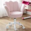 CIMOTA | Cimota Cute Kids Desk Chair,Velvet Bedroom Chair Adjustable Child Computer Chair Swivel Shell Vanity Chairs For Girls Bedroom/Study Room, Light Pink