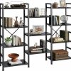 SUPERJARE | Superjare Triple 4 Tier Bookshelf, Bookcase With 11 Open Display Shelves, Wide Book Shelf Book Case For Home & Office, Black