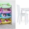 Humble Crew | Humble Crew, Natural Wood/White Kids Toy Organizer With 12 Storage Bins & 4 Tier, Natural/White Kids Book Rack Storage Bookshelf With Deep Sleeves, Universal