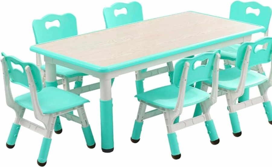 GAOMON | Gaomon Kids Table And 6 Chair Set,Height Adjustable Toddler Arts & Crafts Table And Chair Set For Ages 2-10,Max 300Lbs Kids Activity Art Table For Classroom Daycares,Home