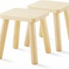 Beright | Beright Wooden Step Stool For Kids, Children'S Stool Fit With Sensory Table, Sturdy Sitting Stool With Assembled Four-Legged, For Children, Toddler, Square, 1 Pack