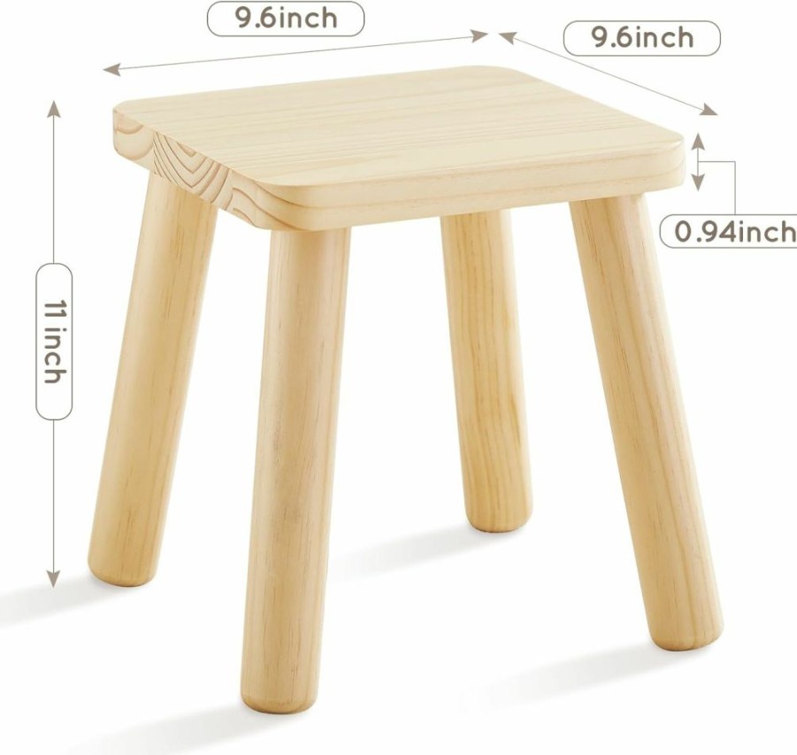 Beright | Beright Wooden Step Stool For Kids, Children'S Stool Fit With Sensory Table, Sturdy Sitting Stool With Assembled Four-Legged, For Children, Toddler, Square, 1 Pack