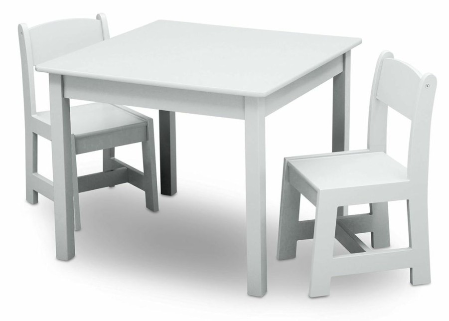 Delta Children | Delta Children Mysize Kids Wood Table And Chair Set (2 Chairs Included) - Ideal For Arts & Crafts, Snack Time, & More - Greenguard Gold Certified, Bianca White, 3 Piece Set