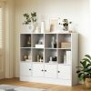 Anystyle | Anystyle White 12 Cube Bookshelf, 3-Tier Bookcase Storage Cabinet With 4 Doors For Bedroom, Living Room