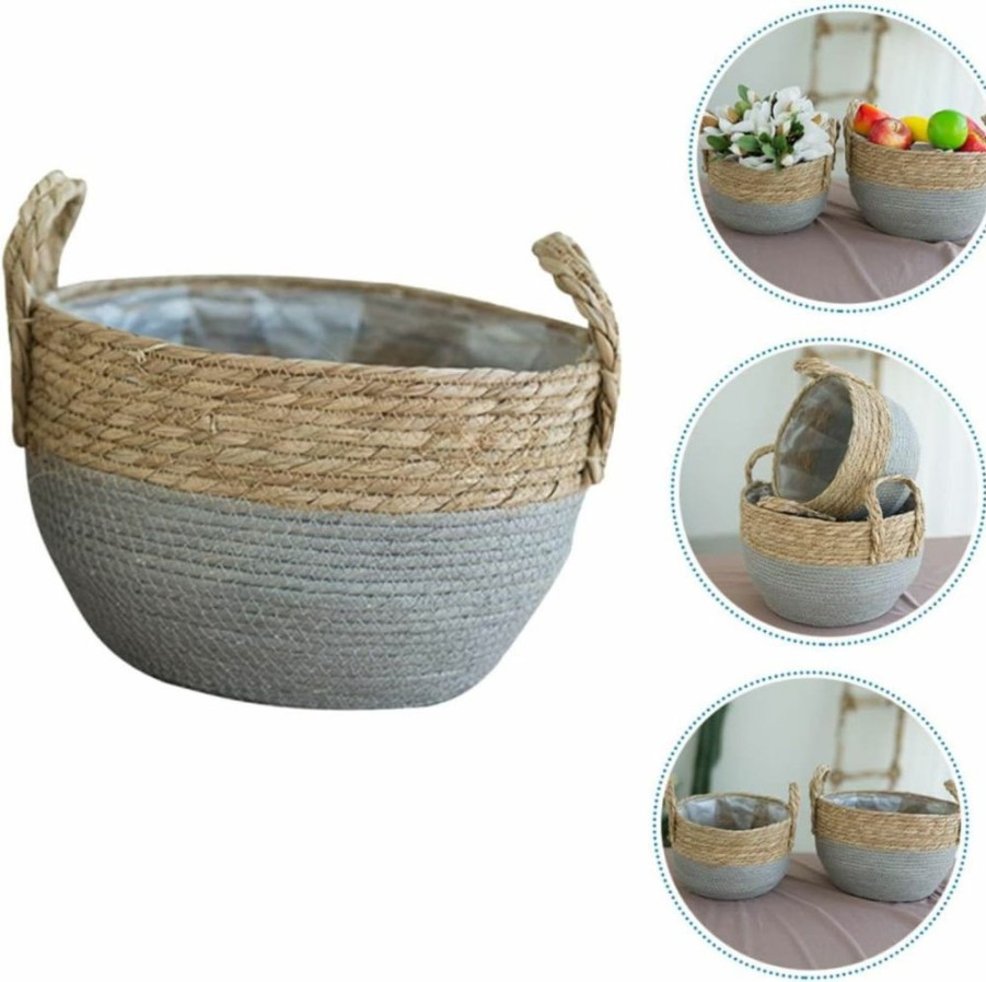 BESPORTBLE | Besportble Straw Storage Basket Woven Storage Bins Wicker Baskets Bread Serving Bowl Baskets For Organizing Picnic Clothes Organizer Rack Toy Storage Basket Child Desktop Cotton Rope