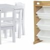 Humble Crew | Humble Crew Kids Wood Table And 4 Chair Set, Grey & Inspire Toy Organizer With Shelf And 9 Storage Bins, Grey/White