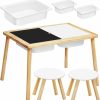 Suzile | Suzile Children'S Sensory Table With Lid 3 Storage Bin And 2 Children'S Stool Set Play Sand Table Children'S Stool Sturdy Sitting Wood Chair With Assembled 4-Legged For Playroom Toddler Boys Girls