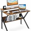 ODK | Odk Small Desk, 27.5 Inch Small Computer Desk For Small Spaces, Compact Desk With Storage, Tiny Desk Study Desk With Monitor Stand For Home Office, Pink