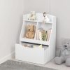 AOCOROE | Aocoroe Kids Bookshelf, Wooden Bookcase, Toy Storage Cabinet Organizer, Storage Box With Drawer And Wheels