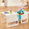 FUNLIO | Funlio Montessori Weaning Table And Chair Set For Toddlers Age 1-3, Height Adjustable Toddler Table And Chair Set, Cube Kids Table Chair For Reading/Eating/Playing, Easy To Assemble - White