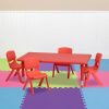 Flash Furniture | Flash Furniture Emmy 24''W X 48''L Rectangular Red Plastic Height Adjustable Activity Table Set With 4 Chairs