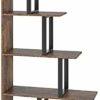 Harmoniza | Harmoniza Wooden 5-Tier Bookshelf Industrial Vintage Freestanding Bookcase Inch Multipurpose Storage Display Rack