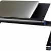 JCYM | Doxpt Black Folding Computer Table, Lazy Laptop Computer Table Can Be Raised And Lowered Multifunctional Folding Mobile Learning Bed Table