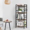 CADUKE | Caduke 5 Tier Industrial Bookshelf Tall Bookcase With Storage Book Shelf Stand Wood And Metal Book Shelves For Office Brown Bookcase Shelf For Bedroom Kids Room