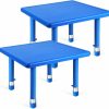 Wesiti | Plastic Classroom Table 24'' Square Height Adjustable Activity Table Classroom Furniture Waterproof Activity Desk For Kids Preschool Daycare School (Blue)