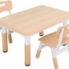 UNICOO | Unicoo - Kids Study Table And Chairs Set, Height Adjustable Plastic Children Art Desk With 2 Seats, Multi Activity Table Set (Maple Top With Natural Border) By-60-Mn