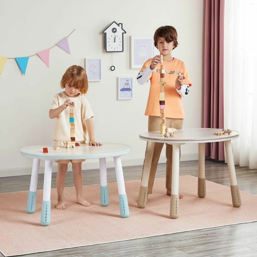 DIOSHOME | Dioshome Children'S Table, Height Adjustable Kids Dinner Table, Graffiti-Ready Kids Art Table. Suitable For Home & Kindergarten.