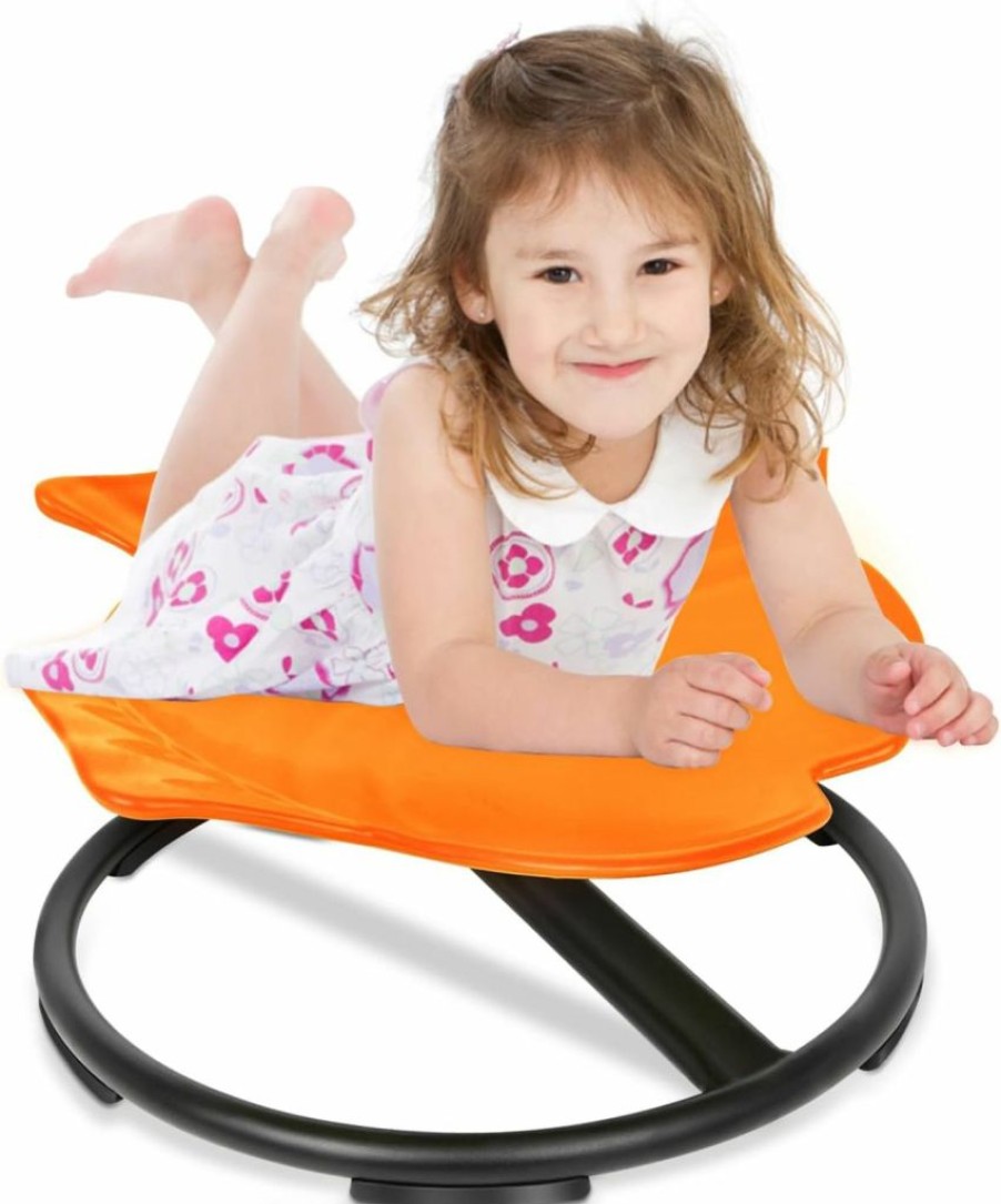 FAHKNS | Fahkns Kids Spinning Chair, Orange Wobble Stool Carousel Spin Sensory Chair For Kids Improving Physical Coordination Child Age 2-10 Adhd Chair Non-Slip Metal Base Ideal Companion For Autism Children