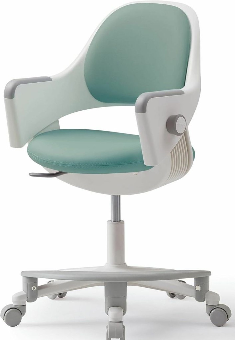 SIDIZ | Sidiz Ringo Kids Desk Chair : Ergonomic Kids Chair With Footrest, 4-Step Growing Function, Adjustable Seat Height, Sit-Locking Casters, Swivel Type Kids Chair (Mint Green Chair)