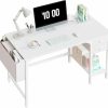 Lufeiya | Lufeiya White Small Desk With Drawers - 40 Inch Computer Desk For Small Space Home Office, Modern Simple Study Writing Table Pc Desks