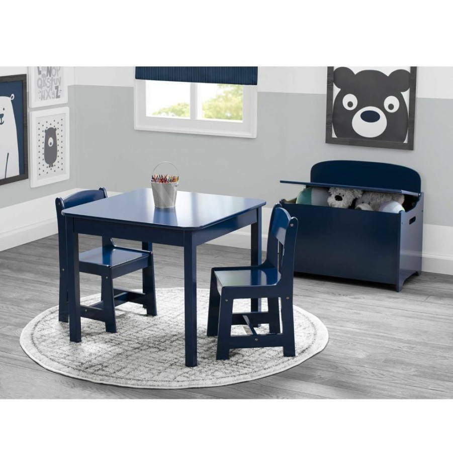 Delta Children | Delta Children Mysize Kids Wood Table And Chair Set (2 Chairs Included) - Ideal For Arts & Crafts, Snack Time, Homeschooling, Homework & More - Greenguard Gold Certified, Deep Blue