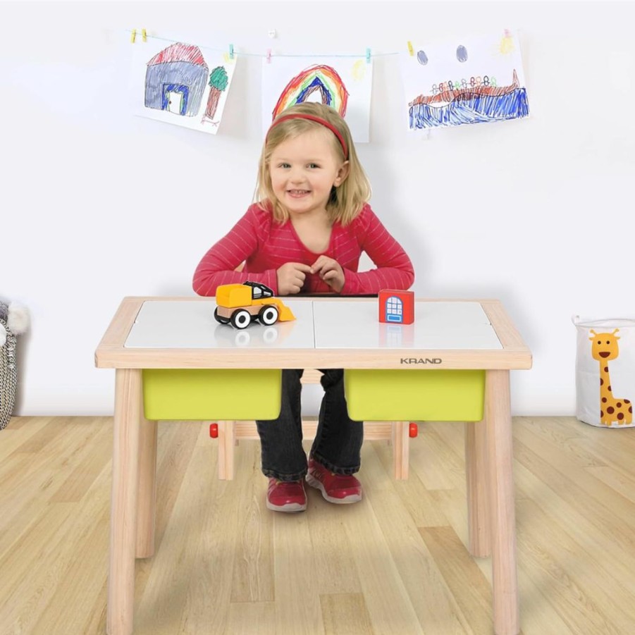 KRAND | Krand Kids Indoor Sensory Table With Lids, Toddlers Wooden Preschool Play Sand Table, Children'S Classroom Activity Table, Perfect Choice For Christmas Thanksgiving Gift(No Bins Include)