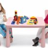 FUTADA | Futada Kids Table And Chairs Set, 3-Piece Plastic Children Activity Table For Reading, Writing, Painting, Toddler Furniture For Playroom, Preschool, Home, Gift For Boys Girls (Pink)