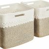 AROPEME | Aropeme 2-Pack Small Storage Basket, 11\"X11\"X11\" Cube Storage Bins For Shelf, Toy Basket For Baby Kids, Cotton Rope Baskets For Organizing, Woven Basket For Nursery Closet Laundry Books Cloths, Grey