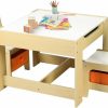 Kinder King | Kinder King Kids Wood Table & 2 Chairs Set, 3 In 1 Children Activity Table With Storage, Removable Tabletop, Blackboard, Grey