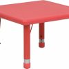 EMMA + OLIVER | Emma + Oliver 24" Square Red Plastic Height Adjustable Activity Table