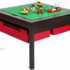 UTEX | Utex 2 In 1 Kids Construction Play Table With Storage Drawers And Built In Plate (Espresso With Grey Drwaer)