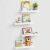 Fun Memories | Fun Memories White Picture Ledge Shelves Set Of 4, Wooden Kids Nursery Bookshelf 16 Inch, Floating Picture Shelves For Wall With Lip, Solid Wood Photo Ledge Shelves For Bedroom, Living Room, Office