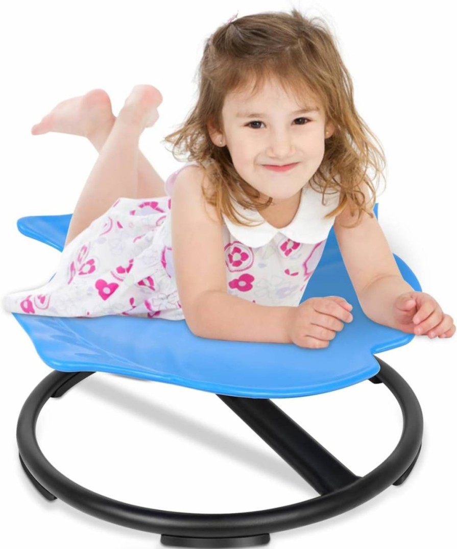 FAHKNS | Fahkns Kids Spinning Chair Dark Blue Wobble Stool Carousel Spin Sensory Chair For Kids Improving Physical Coordination Child Age 3+ Adhd Chair Non-Slip Metal Base Ideal Companion For Autism Children