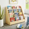 MUSEHOMEINC | Mushomeinc Pinewood Single-Sided Bookcase Display Stand For Kids, Kids Storage Bookshelf With 4 Shelves, Book Display Rack For Kids, Natural