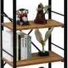 Crofy | Crofy Rustic Bookshelf, 3 Tier Real Wood Bookshelf, Metal Book Shelf For Storage, Bookcase For Office Organization And Storage, 12.6 D X 23.62 W X 36.61 H Inches, Black