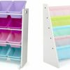 Humble Crew | Humble Crew Super Sized Kids 6 Shelves Bookshelf With 12 Plastic Toy Storage Bins, Natural