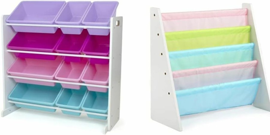 Humble Crew | Humble Crew Super Sized Kids 6 Shelves Bookshelf With 12 Plastic Toy Storage Bins, Natural